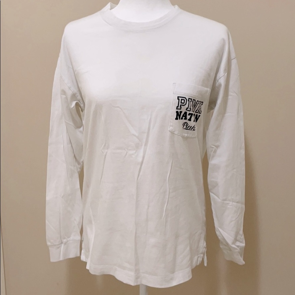 White long sleeve VS PINK tee